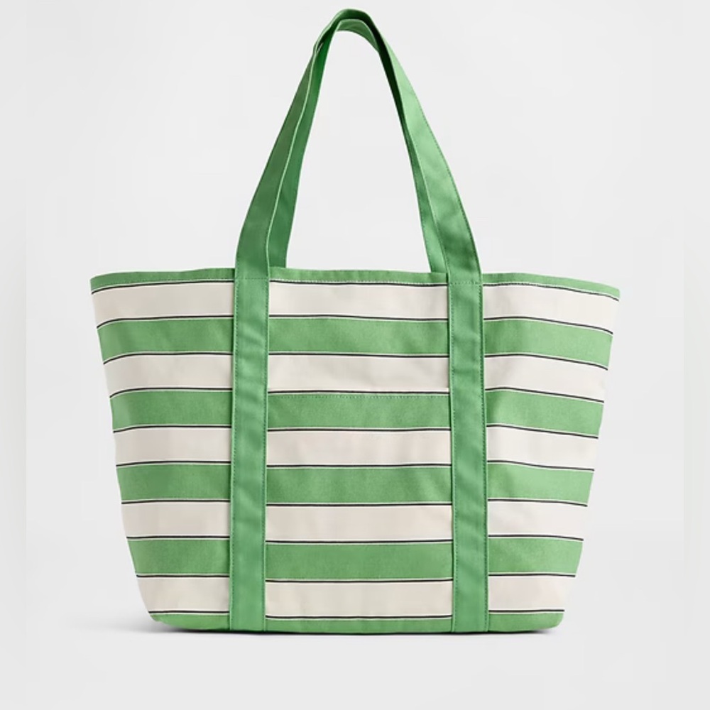BRAND NEW WITH TAGS GAP Green and White Striped Tote Bag.